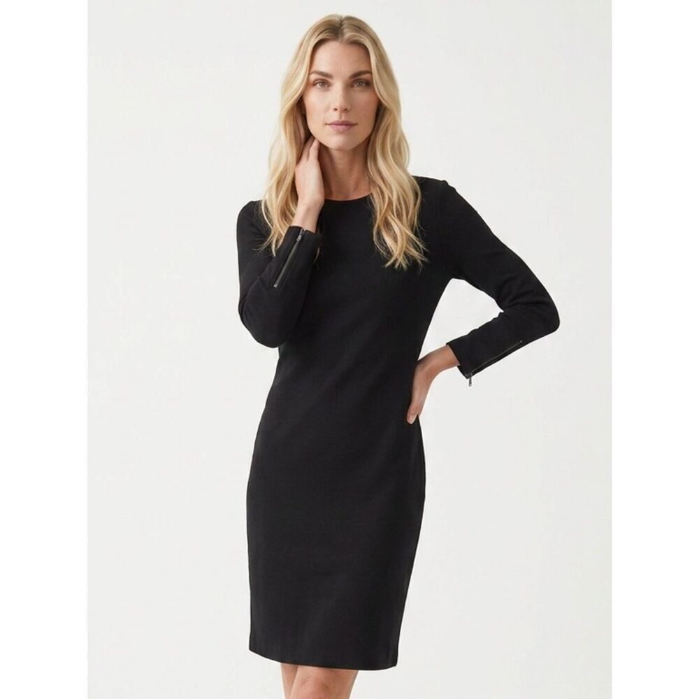 ANN TAYLOR | Solid Black 3/4 Long Sleeve Mini Dress Zipper Back Women’s Size 6
